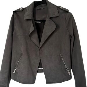Tahari Faux Suede Open Moto Jacket